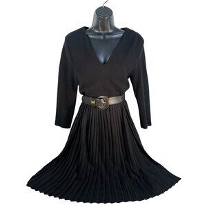 Ganni‎ Fulton Textured Pleated Mini Cotton Jersey Dress in Black size L